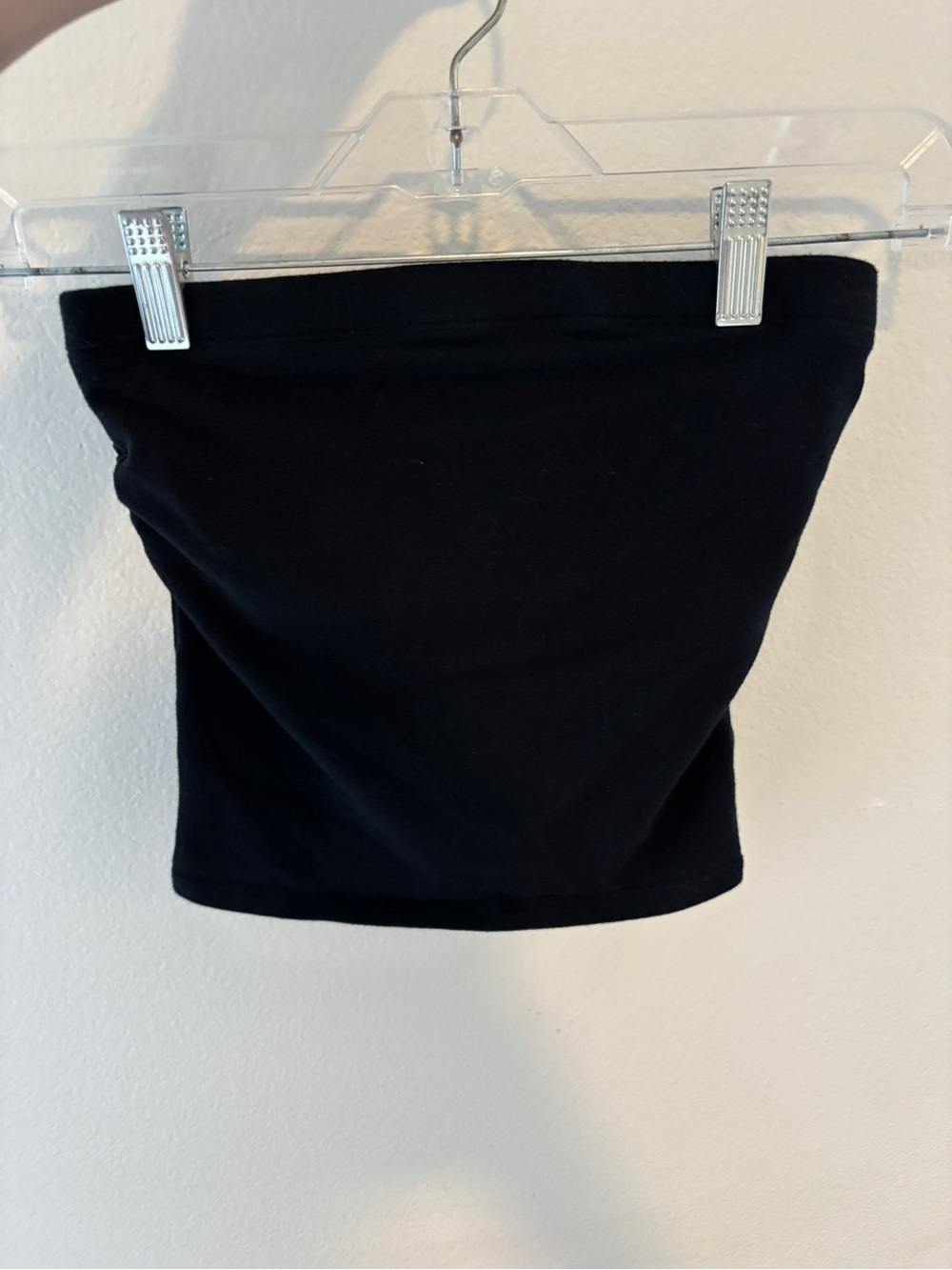 Black Strapless Cotton Blend Crop Top - Women's